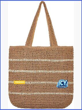 Handmade Woven Straw Beach Tote Bag Large Capacity Shoulder Bag Summer Vacation